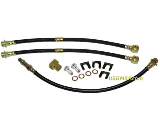 Brake Hose Set: 55-57 w/ Disc front Drum Rear - 14 pc